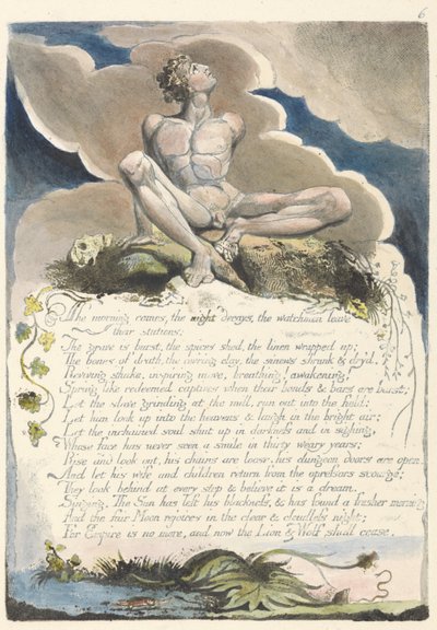 The morning comes..., plate 8 from America: A Prophecy, 1793 by William Blake